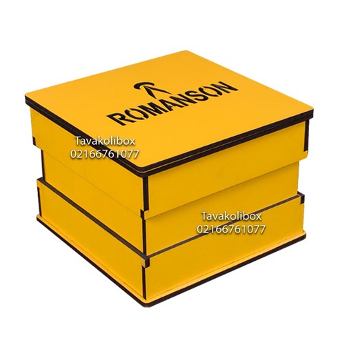 جعبه ساعت چوبی لیزری زرد مکعبی مدل TW-2027
