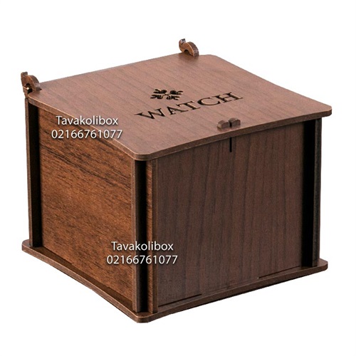 جعبه ساعت چوبی لیزری لولادار مدل TW-2197