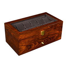 جعبه ساعت 12 خونه کشودار بالشتک لوکس چوب طبیعی مدل : TW-2394