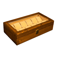 جعبه ساعت 12 خونه درب دار بالشتک لوکس چوب طبیعی مدل : TW-2296