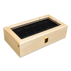 جعبه ساعت 12 خونه درب دار بالشتک لوکس چوب طبیعی مدل : TW-2296