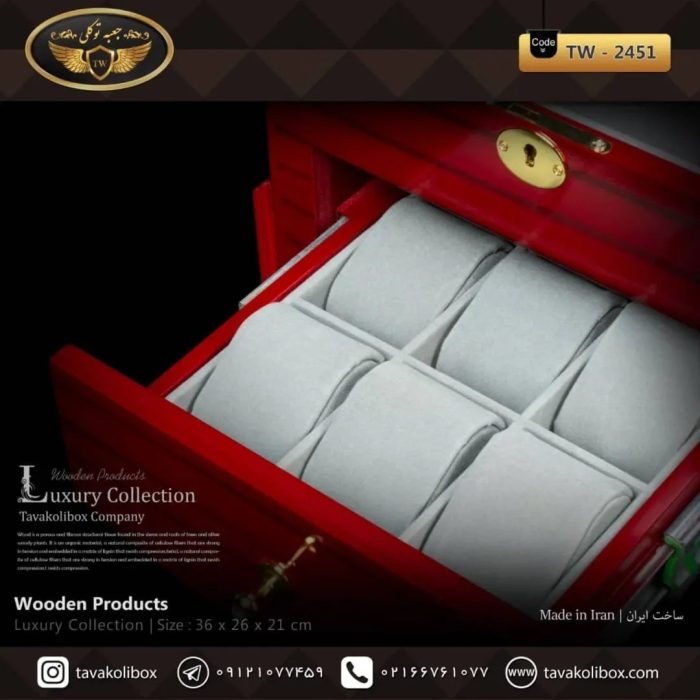جعبه ۱۸ خانه لوکس شش ضلعی کلیددار مدل : TW-2451 - Image 4