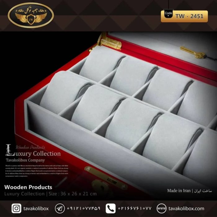 جعبه ۱۸ خانه لوکس شش ضلعی کلیددار مدل : TW-2451 - Image 5