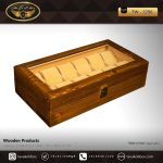 جعبه ساعت 12 خونه درب دار بالشتک لوکس چوب طبیعی رنگ قهوه ای روشن مدل : TW-2296 - Image 2