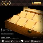 جعبه ساعت 12 خونه درب دار بالشتک لوکس چوب طبیعی رنگ قهوه ای روشن مدل : TW-2296 - Image 3