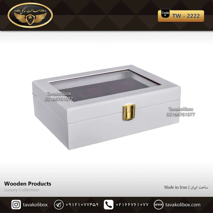 Luxury 6-door watch box with regular cushion, white color, model: TW-2222