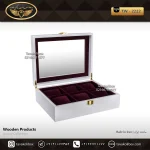 Luxury 6-door watch box with regular cushion, white color, model: TW-2222