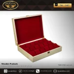 جعبه ساعت 18 خونه لوکس بالشتک لوکس چوب روسی وسط چرم رنگ کرم مدل : TW-2487 - Image 3
