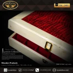 جعبه ساعت 18 خونه لوکس بالشتک لوکس چوب روسی وسط چرم رنگ کرم مدل : TW-2487