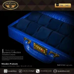 جعبه ساعت 12 خونه سوپرلاکچری درب دار بالشتک لوکس چرم رنگ آبی مدل : TW-2483 - Image 3