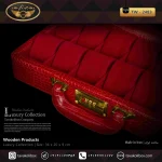 جعبه ساعت 12 خونه سوپرلاکچری درب دار بالشتک لوکس چرم رنگ قرمز مدل : TW-2483 - Image 3