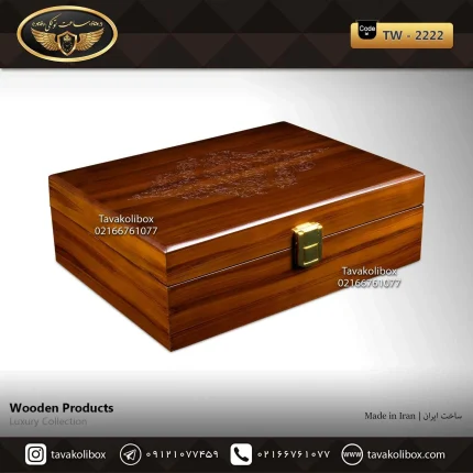 جعبه ساعت 6 خونه بالشتک معمولی رنگ قهوه ای مدل : TW-2222