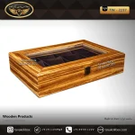 جعبه ساعت 12 خونه بالشتک معمولی چوب طبیعی رنگ قهوه ای مدل : TW-2237