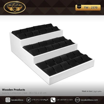 استند ساعت 36 خونه طبقاتی 3 طبقه پلکانی بالشتک لوکس رنگ سفید مدل : TW-2370
