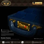 جعبه ساعت 6 خونه سوپرلاکچری درب دار بالشتک لوکس چرم رنگ سورمه ای مدل : TW-2484