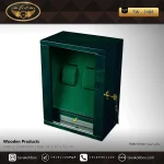 جعبه ساعت 2 خونه ایستاده کلیددار -کشودار بالشتک لوکس رنگ سبز یشمی مدل : TW-2488
