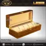 جعبه ساعت 5 خونه درب دار بالشتک لوکس رنگ قهوه ای مدل : TW-2356