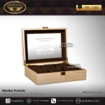 جعبه ساعت 6 خونه درب دار بالشتک معمولی چوب طبیعی رنگ کرم مدل : TW-2305