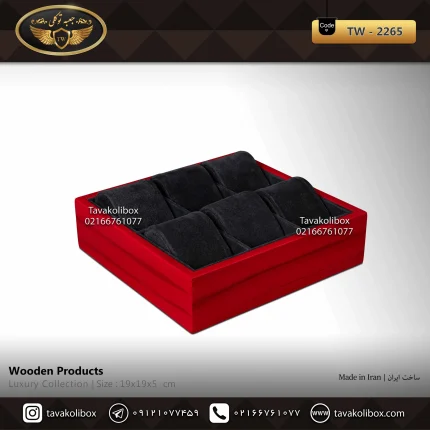 استند ساعت 6 خونه بدون درب بالشتک لوکس رنگ قرمز-مشکی مدل : TW-2265