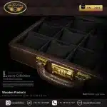 جعبه ساعت 12 خونه سوپرلاکچری درب دار بالشتک معمولی چرم رنگ قهوه ای تیره مدل : TW-2481 - Image 3