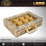 جعبه ساعت 12 خونه سوپرلاکچری درب دار بالشتک معمولی چرم رنگ کرم مدل : TW-2481