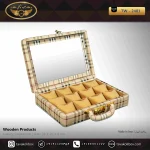 جعبه ساعت 12 خونه سوپرلاکچری درب دار بالشتک معمولی چرم رنگ کرم مدل : TW-2481