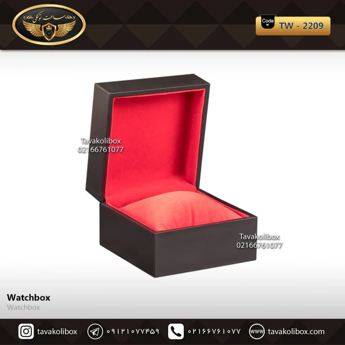 جعبه ساعت 1 خونه درب دار بالشتک معمولی رنگ مشکی-قرمز مدل : TW-2209