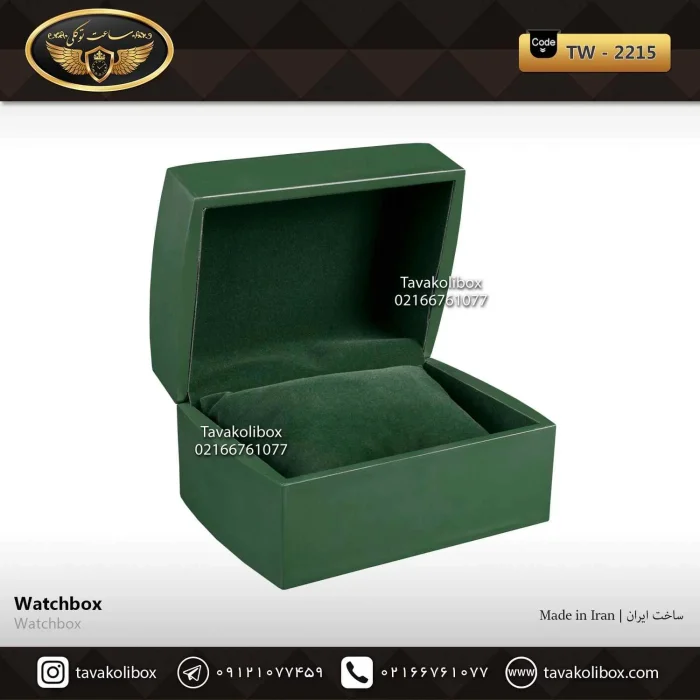 جعبه ساعت 1 خونه درب دار مستطیل بالشتک معمولی رنگ سبز مدل : TW-2215