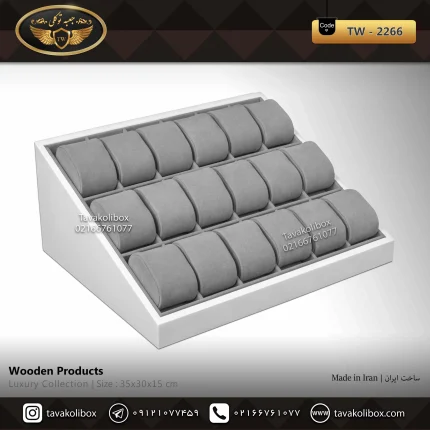 استند ساعت 18 خونه بدون درب بالشتک لوکس شیبدار رنگ سفید مدل : TW-2266