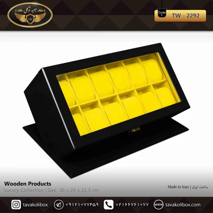 جعبه ساعت 12 خونه اوریب بالشتک لوکس رنگ مشکی مدل : TW-2292