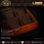 جعبه ساعت 6 خونه درب دار بالشتک معمولی چوب طبیعی رنگ قهوه ای مدل : TW-2305