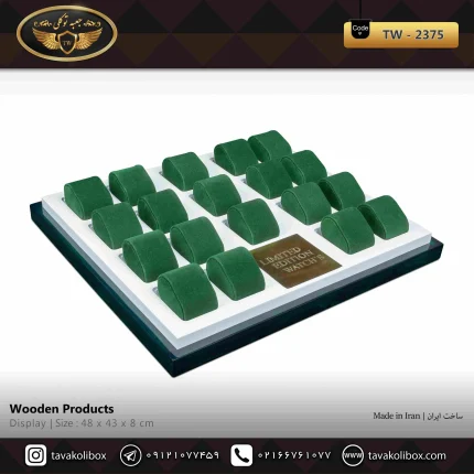 استند ساعت 19 خونه بدون درب بالشتک لوکس دور چوب طبیعی رنگ سفید مدل : TW-2375