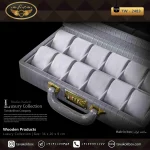 جعبه ساعت 12 خونه سوپرلاکچری درب دار بالشتک لوکس چرم رنگ طوسی مدل : TW-2483