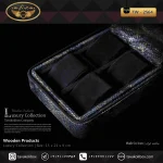 جعبه ساعت 4 خونه سوپرلاکچری زیپدار بالشتک لوکس چرم رنگ آبی، طلایی مدل : TW-2564 - Image 3