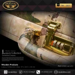 جعبه ساعت 12 خونه سوپرلاکچری درب دار بالشتک لوکس چرم رنگ کرم طرح نقش جهان مدل : TW-2637