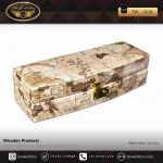 جعبه ساعت 6 خونه سوپرلاکچری درب دار بالشتک لوکس چرم رنگ کرم طرح نقش جهان مدل : TW-2638