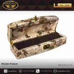 جعبه ساعت 6 خونه سوپرلاکچری درب دار بالشتک لوکس چرم رنگ کرم طرح نقش جهان مدل : TW-2638