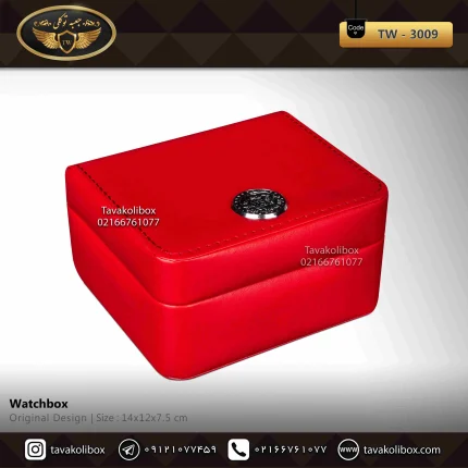 جعبه ساعت 1 خونه درب دار بالشتک لوکس چرم رنگ قرمز مدل : TW-3009