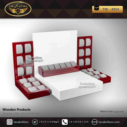 دیسپلی ساعت لوکس 30 خونه رنگ سفید-آلبالویی مدل : TW-4054