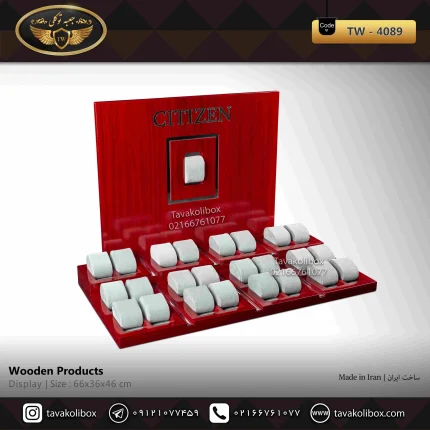 دیسپلی ساعت لوکس 25 خونه رنگ آلبالویی، طوسی مدل : TW-4089