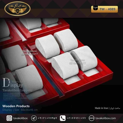 دیسپلی ساعت لوکس 25 خونه رنگ آلبالویی، طوسی مدل : TW-4089