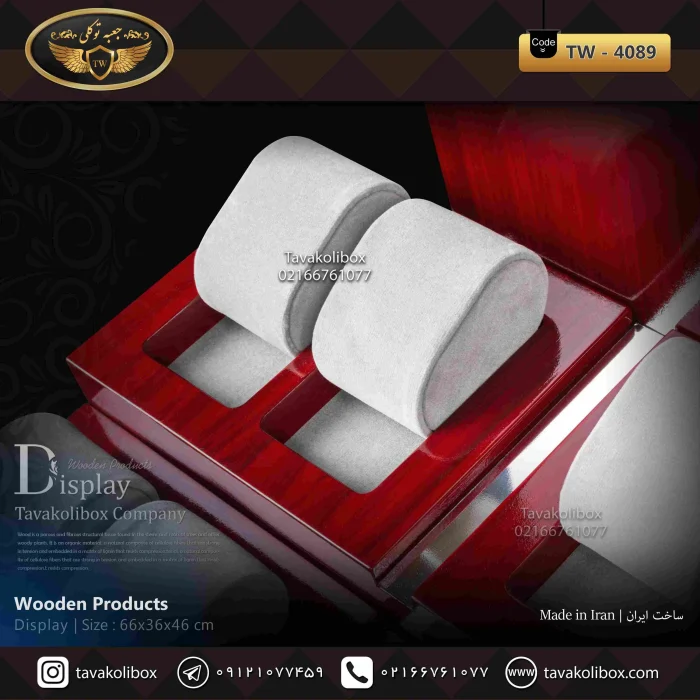 دیسپلی ساعت لوکس 25 خونه رنگ آلبالویی، طوسی مدل : TW-4089