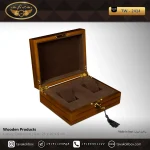 جعبه ساعت 2 خونه لوکس درب دار بالشتک لوکس رنگ قهوه ای مدل : TW-2414
