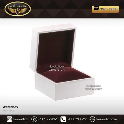 جعبه ساعت 1 خونه درب دار بالشتک معمولی رنگ سفید-زرشکی مدل : TW-2209