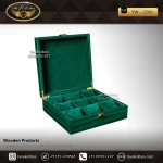 جعبه ساعت 9 خونه درب دار بالشتک معمولی رنگ سبز مدل : TW-2256
