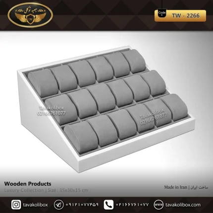 استند ساعت 18 خونه بالشتک لوکس شیبدار رنگ سفید مدل : TW-2266