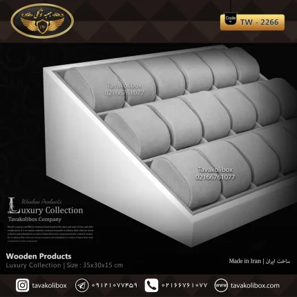 استند ساعت 18 خونه بالشتک لوکس شیبدار رنگ سفید مدل : TW-2266