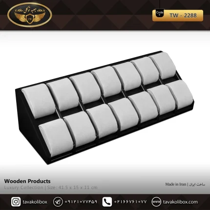 استند ساعت 14 خونه بالشتک لوکس شیبدار رنگ مشکی مدل : TW-2288