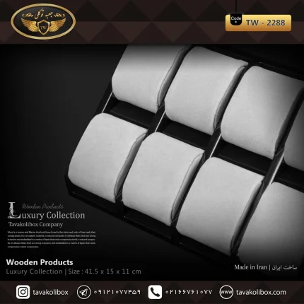 استند ساعت 14 خونه بالشتک لوکس شیبدار رنگ مشکی مدل : TW-2288