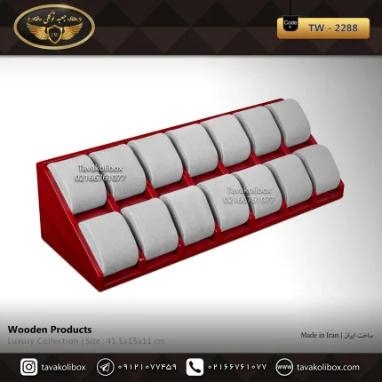 استند ساعت 14 خونه بالشتک لوکس شیبدار رنگ قرمز مدل : TW-2288